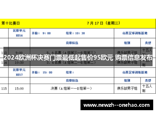 2024欧洲杯决赛门票最低起售价95欧元 购票信息发布 2024欧洲杯决赛门票最低起售价95欧元 购票信息发布